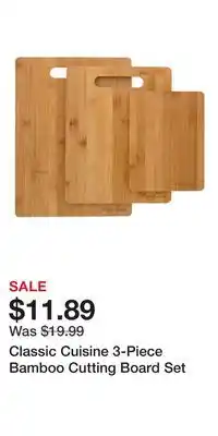 Kohl's Classic Cuisine 3-Piece Bamboo Cutting Board Set offer