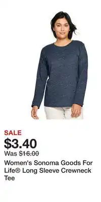 Kohl's Women's Sonoma Goods For Life Long Sleeve Crewneck Tee offer