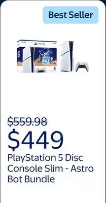 Walmart PlayStation 5 Disc Console Slim - ASTRO BOT bundle offer