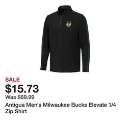 Dick's Sporting Goods Antigua Men's Milwaukee Bucks Elevate 1/4 Zip Shirt offer