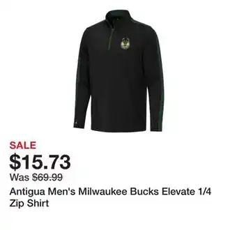 Dick's Sporting Goods Antigua Men's Milwaukee Bucks Elevate 1/4 Zip Shirt offer