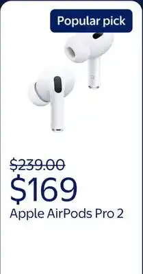 Walmart Apple AirPods Pro 2, Wireless Earbuds, Active Noise Cancellation, Hearing Aid Feature offer