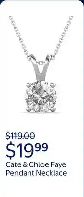 Walmart Cate & Chloe Faye 18k White Gold Plated Silver Pendant Necklace with Swarovski Crystals for Women offer