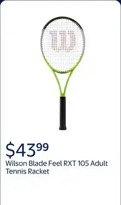 Walmart Wilson Blade Feel RXT 105 Adult Tennis Racket - Green/Grey offer
