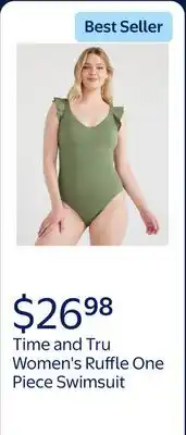 Walmart Time and Tru Women's and Women's Plus Ruffle One Piece Swimsuit offer