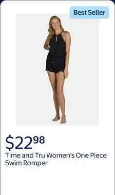 Walmart Time and Tru Women's and Women's Plus One Piece Swim Romper offer