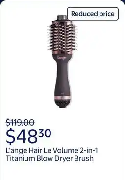 Walmart L'ange Hair Le Volume 2-in-1 Titanium Blow Dryer Brush Blush Hot Air Brush with Oval Barrel offer