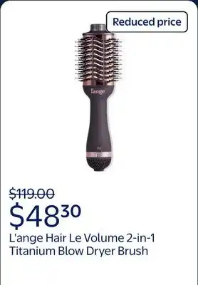 Walmart L'ange Hair Le Volume 2-in-1 Titanium Blow Dryer Brush Blush Hot Air Brush with Oval Barrel offer