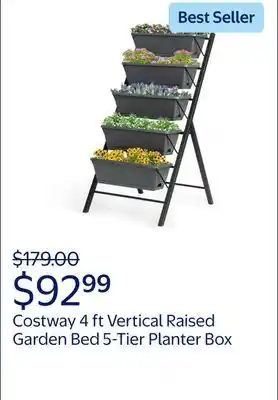 Walmart Costway 4 ft Vertical Raised Garden Bed 5-Tier Planter Box for Patio Balcony Flower Herb offer
