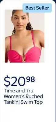 Walmart Time and Tru Women's and Women's Plus Ruched Tankini Swim Top offer