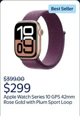 Walmart Apple Watch Series 10 GPS 42mm Rose Gold Aluminum Case with Plum Sport Loop offer
