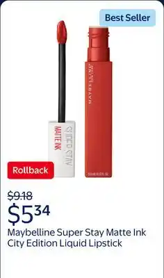 Walmart Maybelline Super Stay Matte Ink City Edition Liquid Lipstick, Dancer offer
