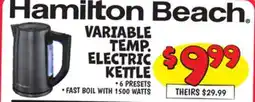 Ollie's HAMILTON BEACH VARIABLE TEMP. ELECTRIC KETTLE offer
