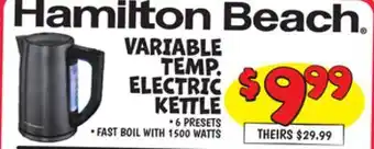 Ollie's HAMILTON BEACH VARIABLE TEMP. ELECTRIC KETTLE offer