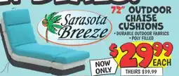 Ollie's 72 OUTDOOR CHAISE CUSHIONS offer