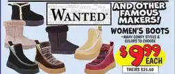 Ollie's WANTED WOMEN'S BOOTS offer