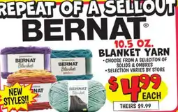 Ollie's BERNAT BLANKET YARN offer