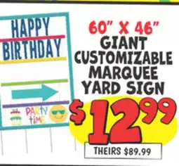 Ollie's GIANT CUSTOMIZABLE MARQUEE YARD SIGN offer