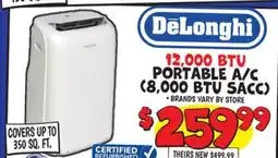 Ollie's 12,000 BTU PORTABLE A/C (8,000 BTU SACC) offer