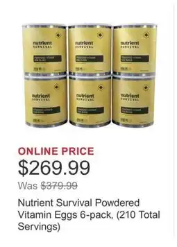 Costco Nutrient Survival Powdered Vitamin Eggs 6-pack, (210 Total Servings) offer
