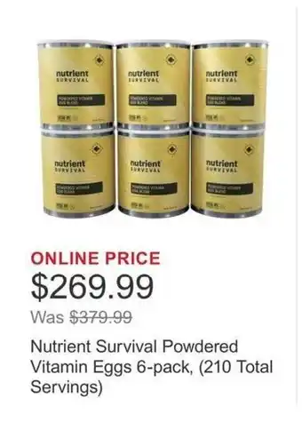 Costco Nutrient Survival Powdered Vitamin Eggs 6-pack, (210 Total Servings) offer