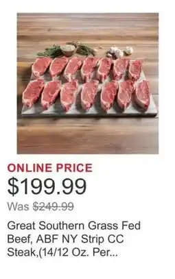 Costco Great Southern Grass Fed Beef, ABF NY Strip CC Steak offer
