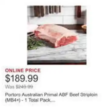 Costco Portoro Australian Primal ABF Beef Striploin offer