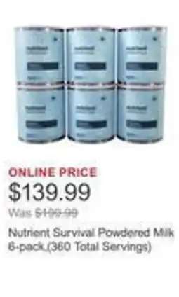 Costco Nutrient Survival Powdered Milk 6-pack (360 Total Servings) offer
