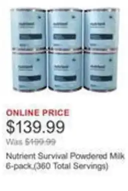 Costco Nutrient Survival Powdered Milk offer