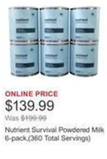 Costco Nutrient Survival Powdered Milk offer