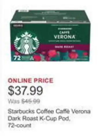 Costco Starbucks Coffee Caffè Verona Dark Roast K-Cup Pod. offer