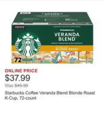 Costco Starbucks Coffee Veranda Blend Blonde Roast K-Cup, 72-count offer