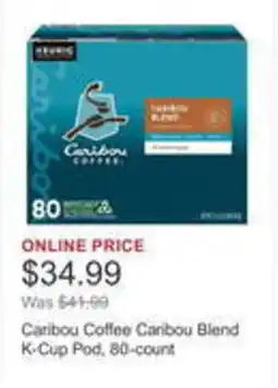 Costco Caribou Coffee Canbou Blend K-Cup Pod. 80-count offer