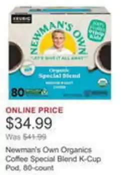 Costco Newman's Own Organics Coffee Special Blend K-Cup Pod, 60-count offer