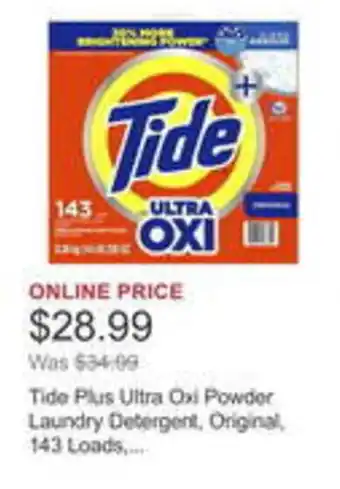 Costco Tide Plus Ultra Oxi Powder Laundry Detergent, Original, 143 Loads.... offer