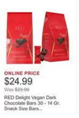 Costco Red delight vegan dark chocolate bars offer