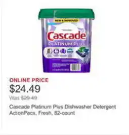 Costco Cascade platinum plus dishwasher detergent actonpacs, fresh offer