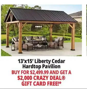 Ocean State Job Lot Liberty 13' x 15' Cedar Framed Pavilion with Steel Hardtop Gable Roof offer