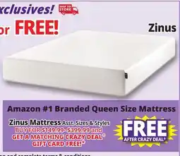 Ocean State Job Lot Zinus Mattress offer