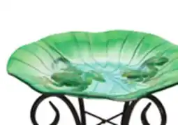 Ocean State Job Lot Glass Bird Bath with Metal Stand 18 offer
