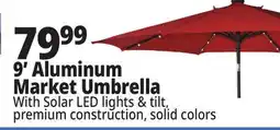 Ocean State Job Lot 9' Aluminum Market Umbrella with Solar LED Lights offer