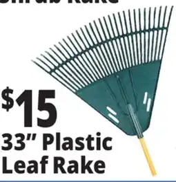 Ocean State Job Lot 33 Plastic Leaf Rake with Foam Grip Handle offer