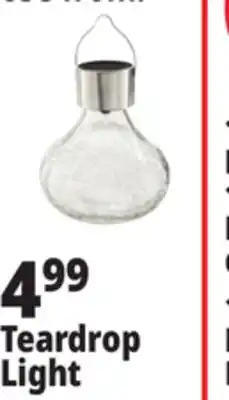 Ocean State Job Lot Outdoor Living Accents Solar Glass Teardrop LED Table Top Light offer