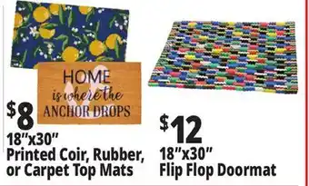 Ocean State Job Lot 18x30 Printed Coir, Rubber, or Carpet Top Mats offer