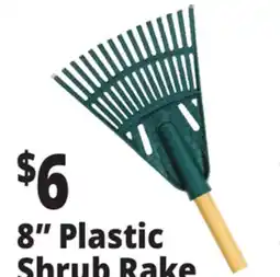 Ocean State Job Lot 8 Plastic Shrub Rake with Wooden Handle offer