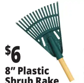 Ocean State Job Lot 8 Plastic Shrub Rake with Wooden Handle offer