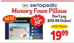 Ocean State Job Lot Serta Memory Foam Pillows offer