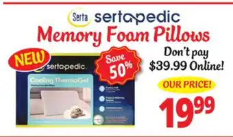 Ocean State Job Lot Serta Memory Foam Pillows offer