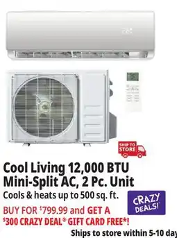 Ocean State Job Lot Cool Living 12 000 BTU Mini-Split Air Conditioner 2-Piece Unit Kit offer