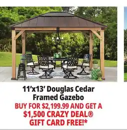 Ocean State Job Lot Douglas 11' x 13' Cedar Framed Gazebo with Steel & Polycarbonate Hip Roof Hardtop offer